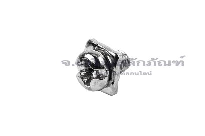 [E] น็อตยึดสายไฟ สแตนเลสชุบนิกเกิ้ล M3x5 mm พร้อมแหวนทรงสี่เหลี่ยม ขนาด 6x6 mm